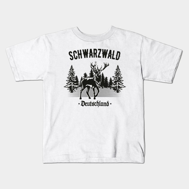 Schwabe Schwarzwald Deutschland Hirsch Wald Kids T-Shirt by Foxxy Merch